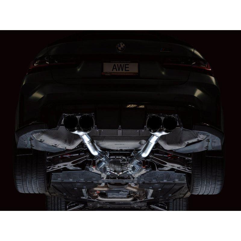 AWE Track Edition Catback Exhaust for BMW G8X M3/M4 - Diamond Black Tips - The Coin Has A Say