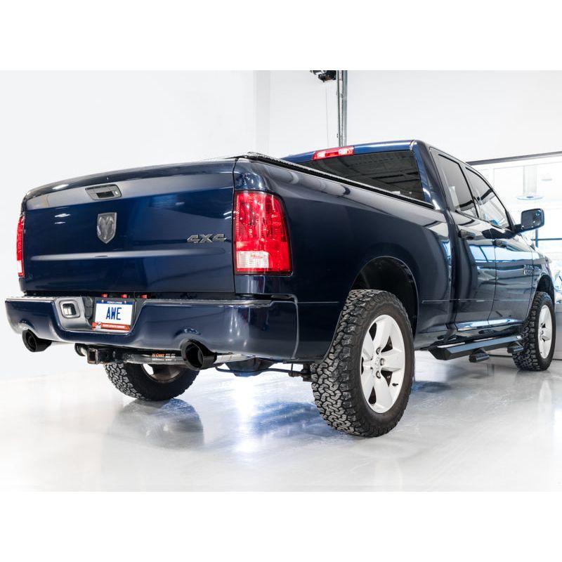 AWE Tuning 09-18 RAM 1500 5.7L (w/Cutouts) 0FG Dual Rear Exit Cat-Back Exhaust - Diamond Black Tips - The Coin Has A Say