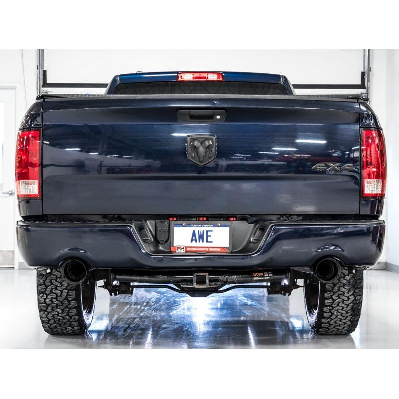 AWE Tuning 09-18 RAM 1500 5.7L (w/Cutouts) 0FG Dual Rear Exit Cat-Back Exhaust - Diamond Black Tips - The Coin Has A Say