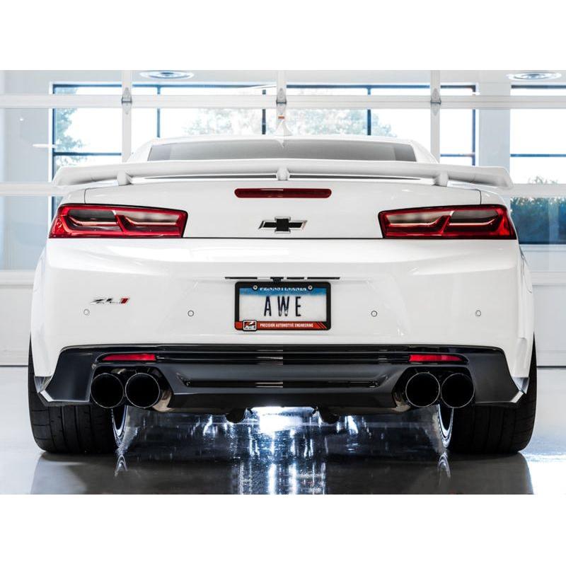 AWE Tuning 16-19 Chevy Camaro SS Non-Res Cat-Back Exhaust - Track Edition (Quad Diamond Black Tips) - The Coin Has A Say