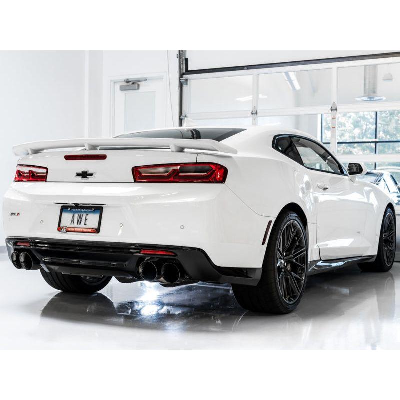 AWE Tuning 16-19 Chevy Camaro SS Non-Res Cat-Back Exhaust - Track Edition (Quad Diamond Black Tips) - The Coin Has A Say