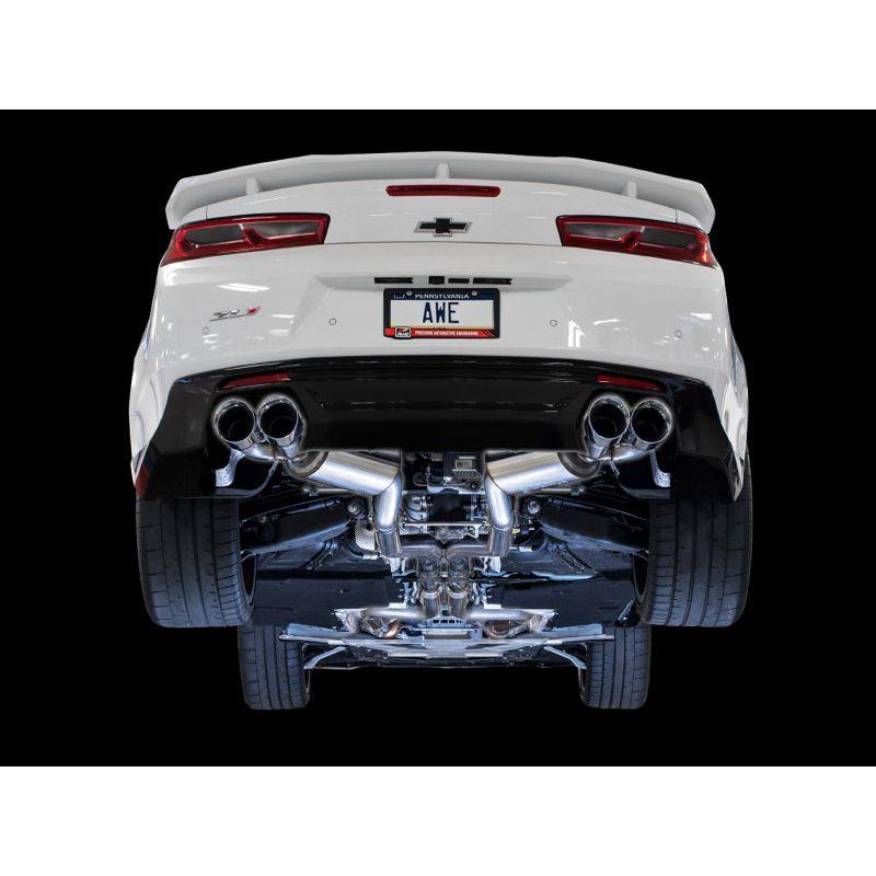 AWE Tuning 16-19 Chevy Camaro SS Res Cat-Back Exhaust -Touring Edition (Quad Chrome Silver Tips) - The Coin Has A Say