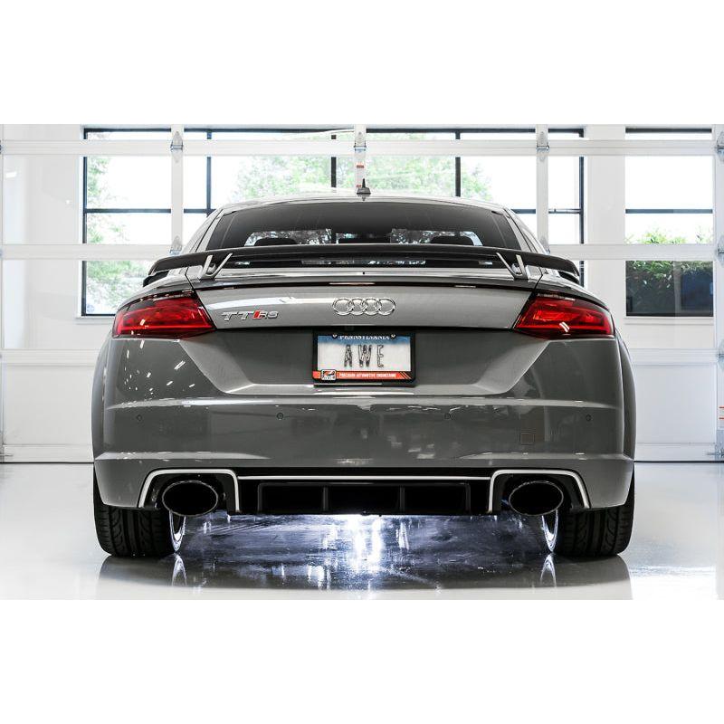 AWE Tuning 18-19 Audi TT RS 8S/RK3 2.5L Turbo Track Edition Exhaust - Diamond Black RS-Style Tips - The Coin Has A Say