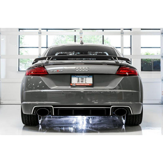 AWE Tuning 18-19 Audi TT RS 8S/RK3 2.5L Turbo Track Edition Exhaust - Diamond Black RS-Style Tips - The Coin Has A Say