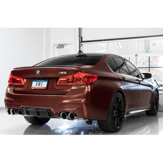 AWE Tuning 18-19 BMW F90 M5 SwitchPatch Cat-Back Exhaust- Black Diamond Tips - The Coin Has A Say