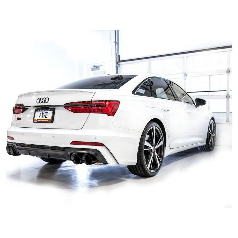 AWE Tuning 19-23 Audi C8 S6/S7 2.9T V6 AWD Touring Edition Exhaust - Diamond Black Tips - The Coin Has A Say