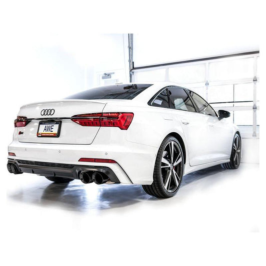 AWE Tuning 19-23 Audi C8 S6/S7 2.9T V6 AWD Touring Edition Exhaust - Diamond Black Tips - The Coin Has A Say