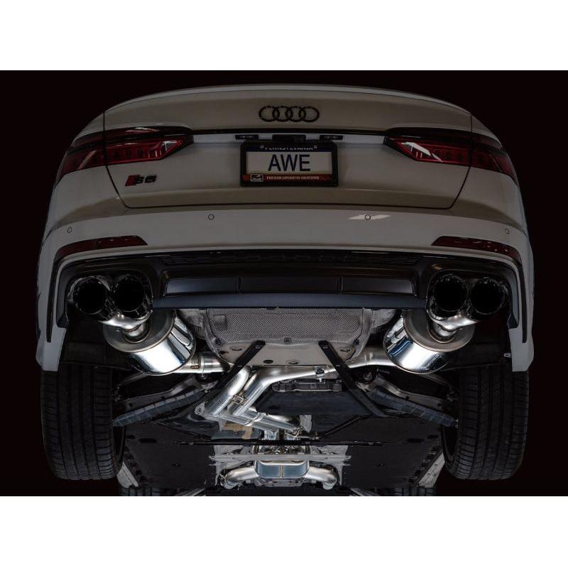AWE Tuning 19-23 Audi C8 S6/S7 2.9T V6 AWD Touring Edition Exhaust - Diamond Black Tips - The Coin Has A Say