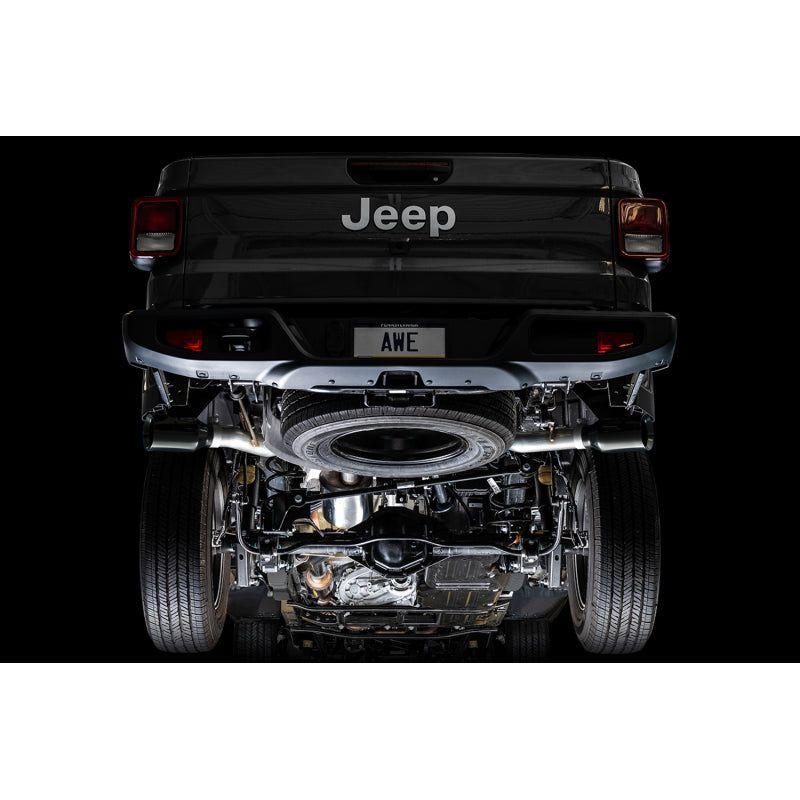 AWE Tuning 20-21 Jeep Gladiator JT 3.6L Tread Edition Cat-Back Dual Exhaust - Diamond Black Tip - The Coin Has A Say