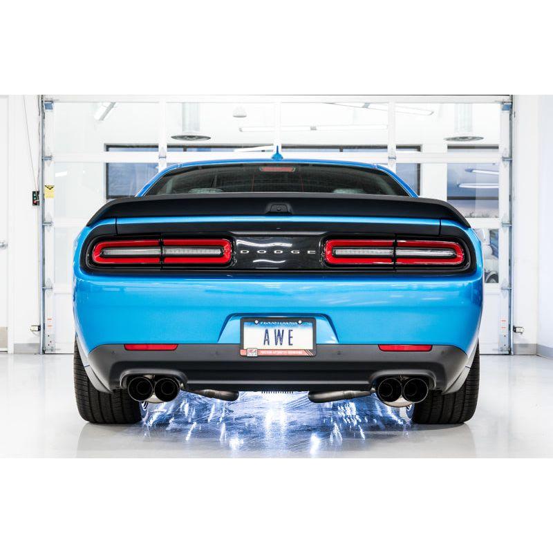 AWE Tuning 2015+ Dodge Challenger 6.4L/6.2L Non-Resonated Touring Edition Exhaust - Quad Black Tips - The Coin Has A Say