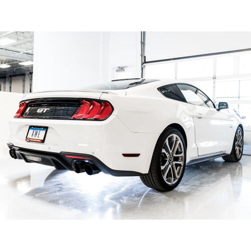 AWE Tuning 2018+ Ford Mustang GT (S550) Cat-back Exhaust - Touring Edition (Quad Diamond Black Tips) - The Coin Has A Say