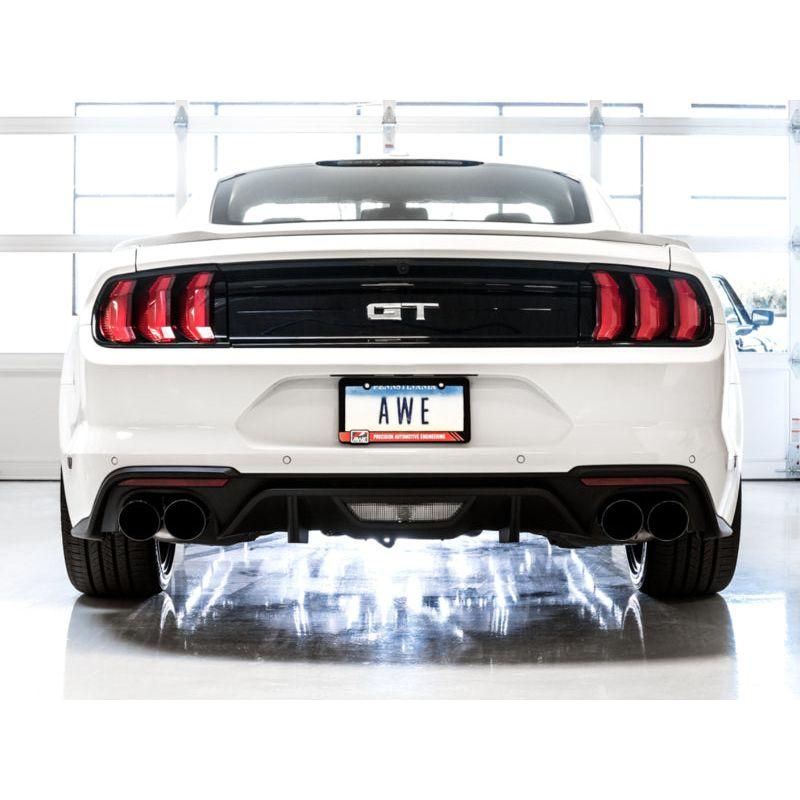 AWE Tuning 2018+ Ford Mustang GT (S550) Cat-back Exhaust - Touring Edition (Quad Diamond Black Tips) - The Coin Has A Say