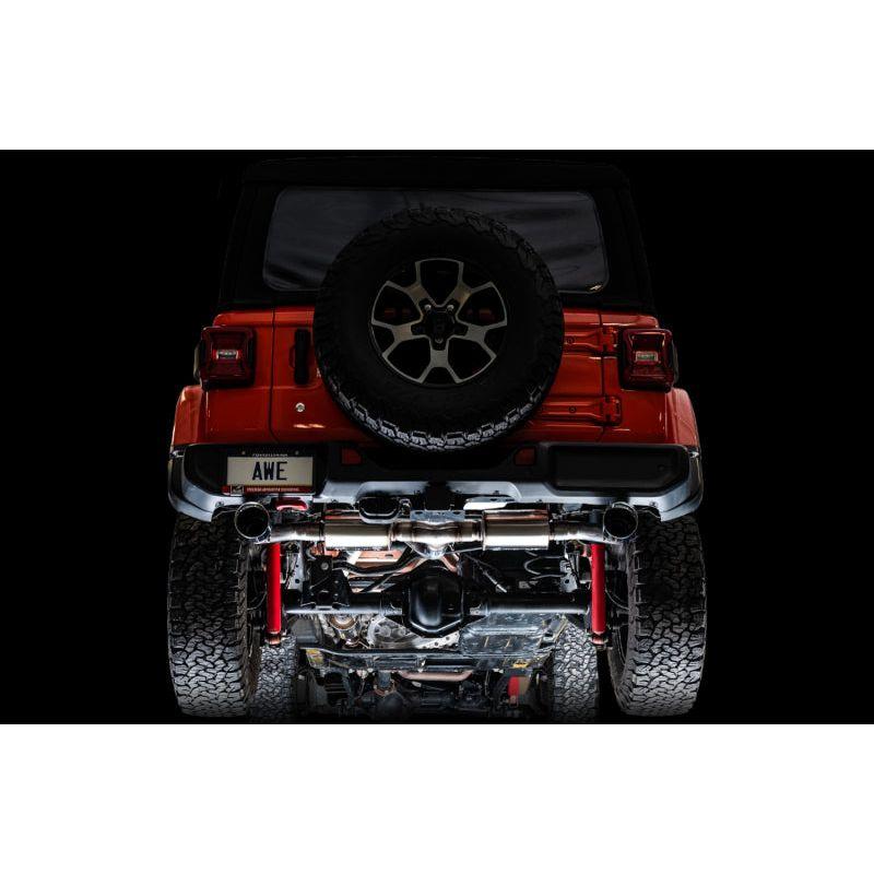 AWE Tuning 2018+ Jeep Wrangler JL/JLU Tread Edition Axle-Back Dual Exhaust - Diamond Black Tips - The Coin Has A Say