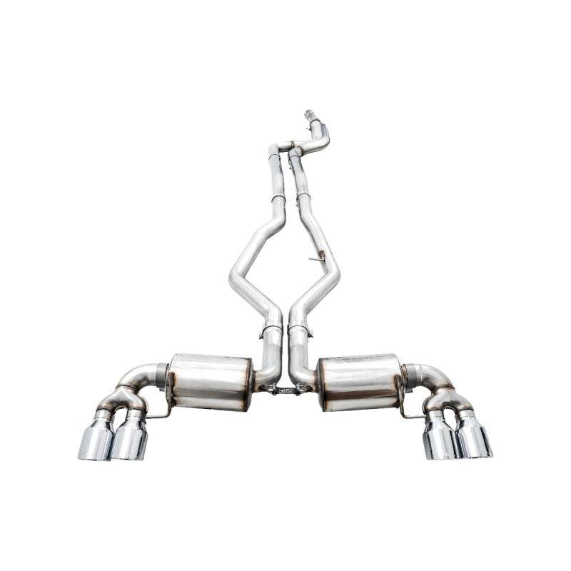 AWE Tuning 2019+ BMW M340i (G20) Non-Resonated Touring Edition Exhaust - Quad Chrome Silver Tips - The Coin Has A Say