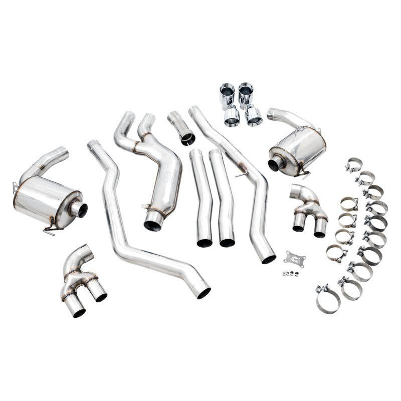 AWE Tuning 2019+ BMW M340i (G20) Non-Resonated Touring Edition Exhaust - Quad Chrome Silver Tips - The Coin Has A Say