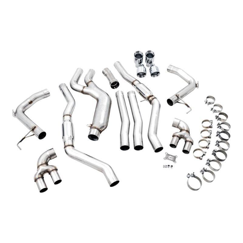 AWE Tuning 2019+ BMW M340i (G20) Track Edition Exhaust - Quad Chrome Silver Tips - The Coin Has A Say