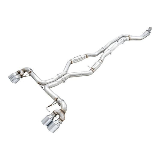 AWE Tuning 2019+ BMW M340i (G20) Track Edition Exhaust - Quad Chrome Silver Tips - The Coin Has A Say