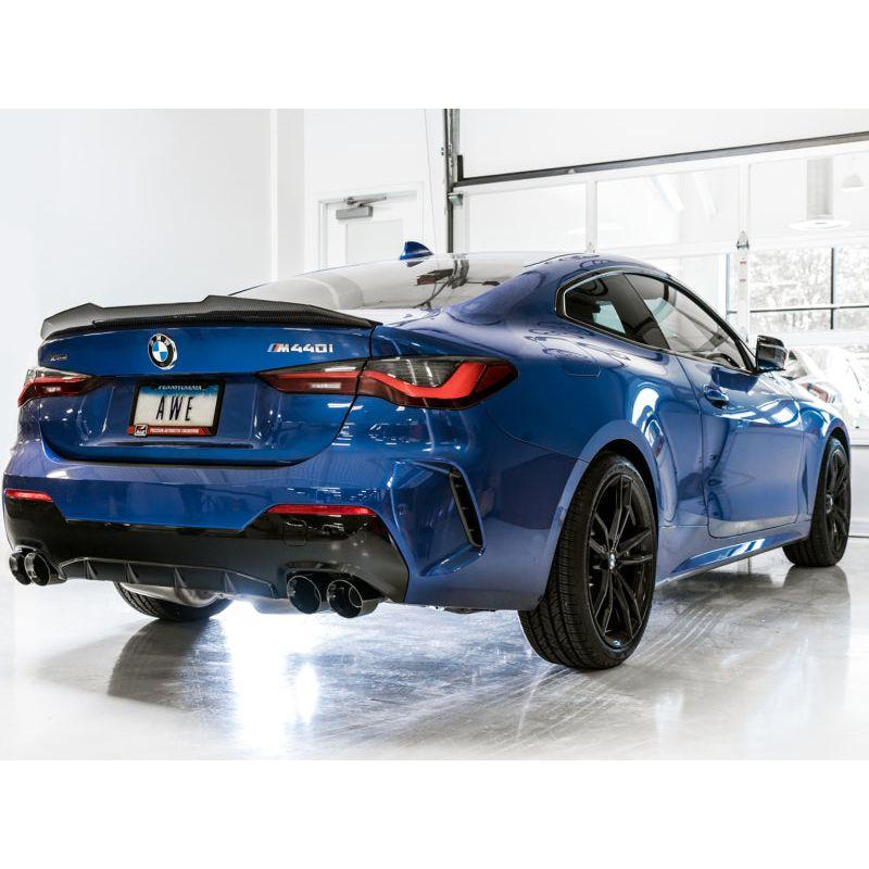 AWE Tuning 2019+ BMW M340i (G20) Track Edition Exhaust - Quad Diamond Black Tips - The Coin Has A Say