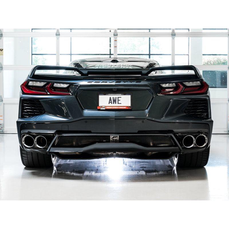 AWE Tuning 2020 Chevrolet Corvette (C8) Touring Edition Exhaust - Quad Chrome Silver Tips - The Coin Has A Say
