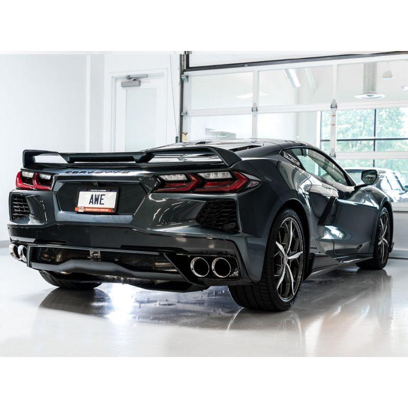 AWE Tuning 2020 Chevrolet Corvette (C8) Track Edition Exhaust - Quad Chrome Silver Tips - The Coin Has A Say