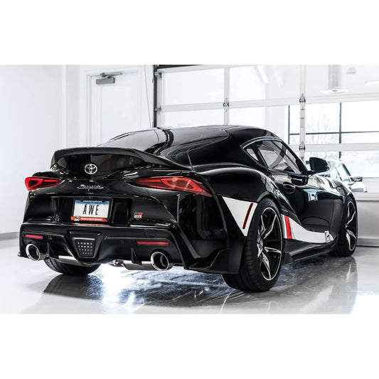 AWE Tuning 2020+ Toyota Supra A90 Track Edition Exhaust - 5in Chrome Silver Tips - The Coin Has A Say