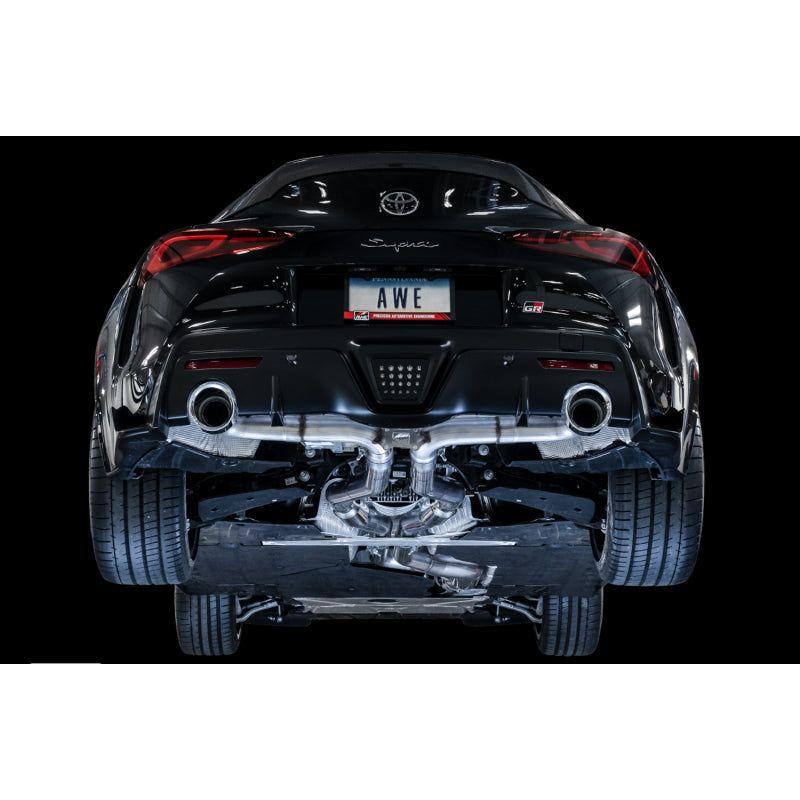 AWE Tuning 2020+ Toyota Supra A90 Track Edition Exhaust - 5in Chrome Silver Tips - The Coin Has A Say