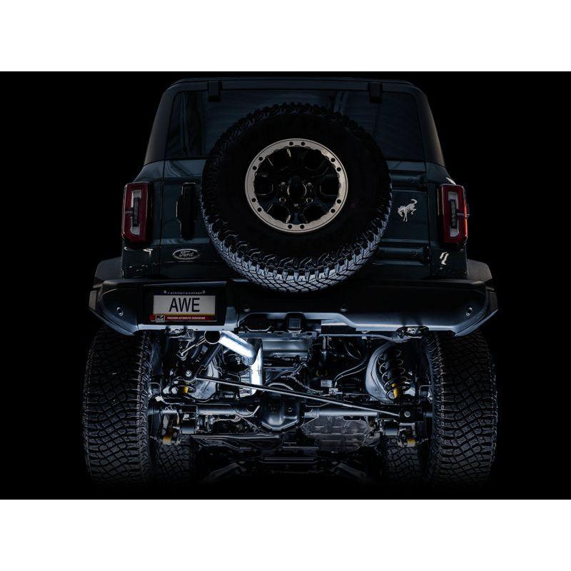 AWE Tuning 2021+ Ford Bronco 0FG Exhaust (No Tips) w/ Bash Guard - The Coin Has A Say