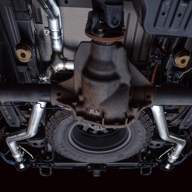 AWE Tuning 2021+ Ford F-150 Tremor (w/ Bumper Cutouts) 0FG Non-Resonated Catback -Diamond Black Tips - The Coin Has A Say