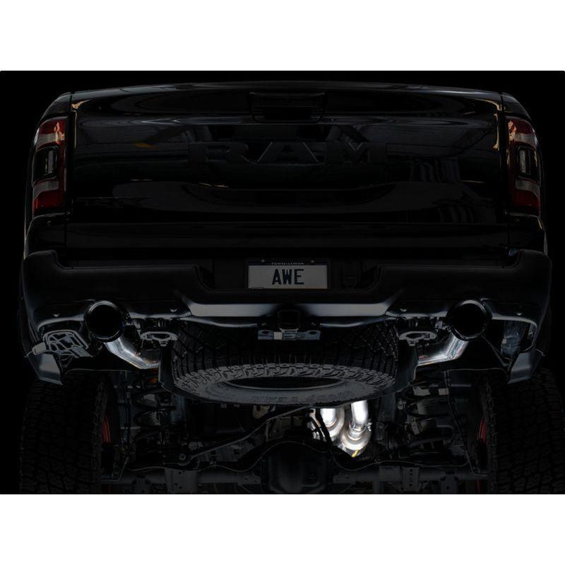 AWE Tuning 2021 RAM 1500 TRX 0FG Cat-Back Exhaust - Diamond Black Tips - The Coin Has A Say