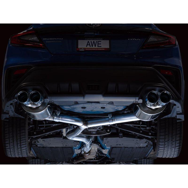 AWE Tuning 2022+ VB Subaru WRX Touring Edition Exhaust - Chrome Silver Tips - The Coin Has A Say