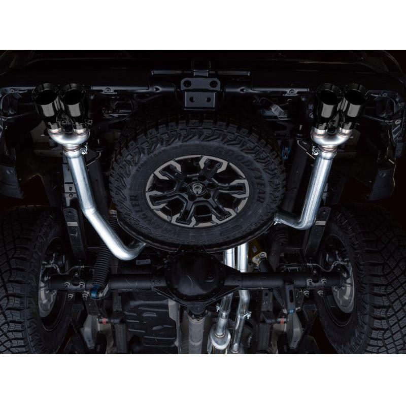 AWE Tuning 22-23 GMC Sierra 1500 AT4X 6.2L 0FG Catback Split Dual (Flat Bumper) - Diamond Black Tips - The Coin Has A Say