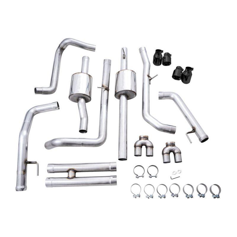 AWE Tuning 22-23 GMC Sierra 1500 AT4X 6.2L 0FG Catback Split Dual (Flat Bumper) - Diamond Black Tips - The Coin Has A Say
