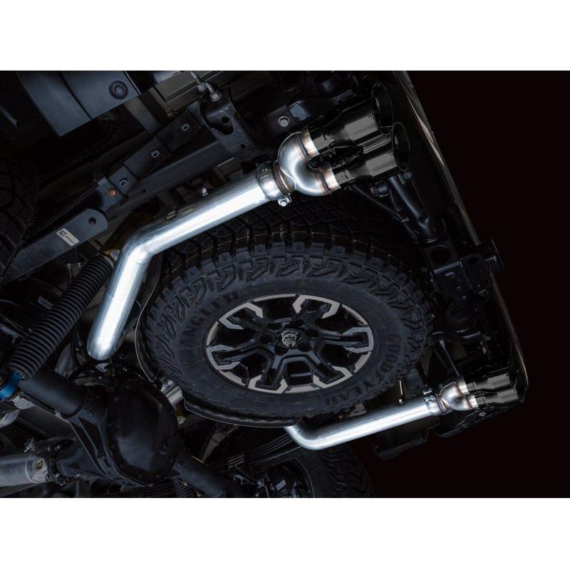 AWE Tuning 22-23 GMC Sierra 1500 AT4X 6.2L 0FG Catback Split Dual (Flat Bumper) - Diamond Black Tips - The Coin Has A Say