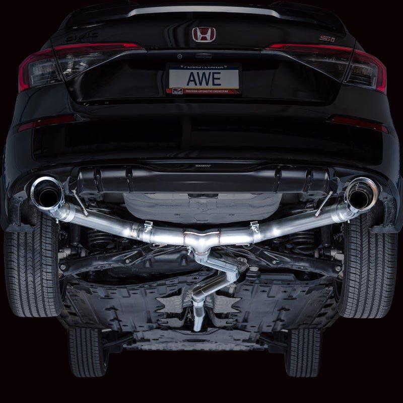 AWE Tuning 22+ Honda Civic Si/Acura Integra Track Edition Catback Exhaust - Dual Chrome Silver Tips - The Coin Has A Say