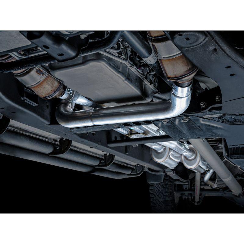 AWE Tuning 4th Gen GM 1500 6.2L 0FG Catback Split Rear Exit (w/ Bumper Cutouts) - Quad Chrome Tips - The Coin Has A Say