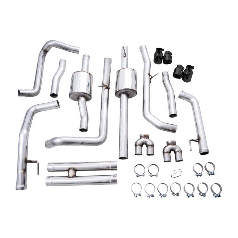 AWE Tuning 4th Gen GM 1500 6.2L 0FG Catback Split Rear Exit (w/ Bumper Cutouts) - Quad Diamond Tips - The Coin Has A Say