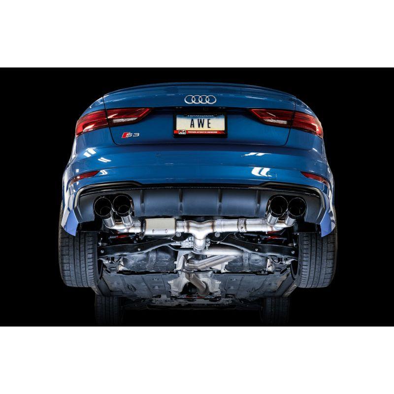 AWE Tuning Audi 8V S3 SwitchPath Exhaust w/Diamond Black Tips 102mm - The Coin Has A Say