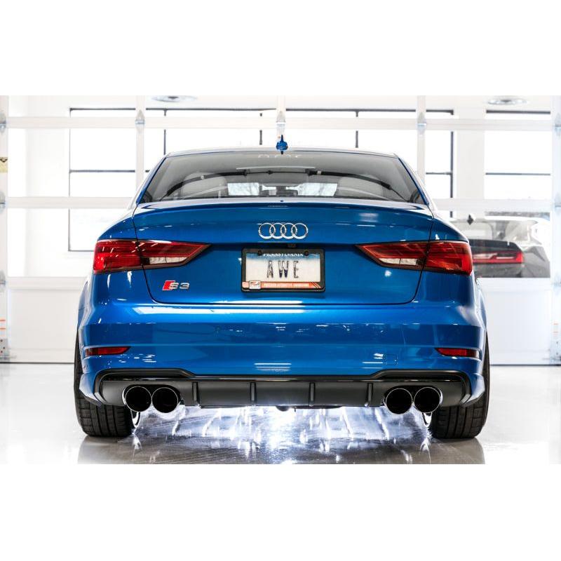 AWE Tuning Audi 8V S3 Track Edition Exhaust w/Chrome Silver Tips 102mm - The Coin Has A Say