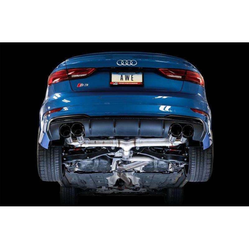 AWE Tuning Audi 8V S3 Track Edition Exhaust w/Diamond Black Tips 102mm - The Coin Has A Say