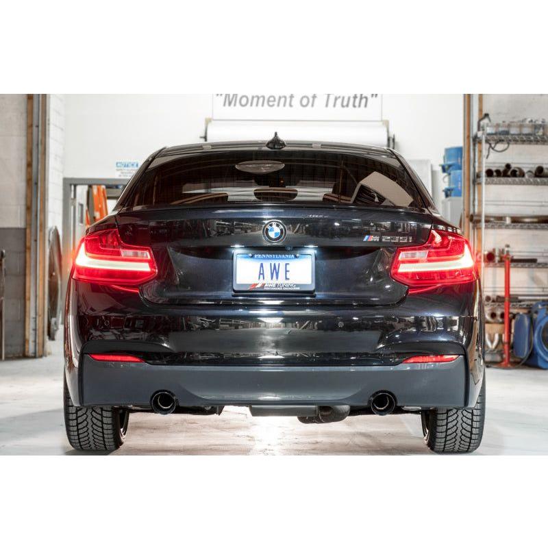 AWE Tuning BMW F22 M235i / M240i Touring Edition Axle-Back Exhaust - Diamond Black Tips (102mm) - The Coin Has A Say