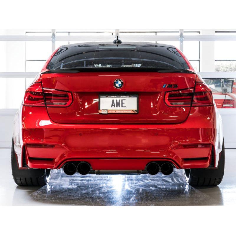 AWE Tuning BMW F8X M3/M4 Track Edition Catback Exhaust - Diamond Black Tips - The Coin Has A Say