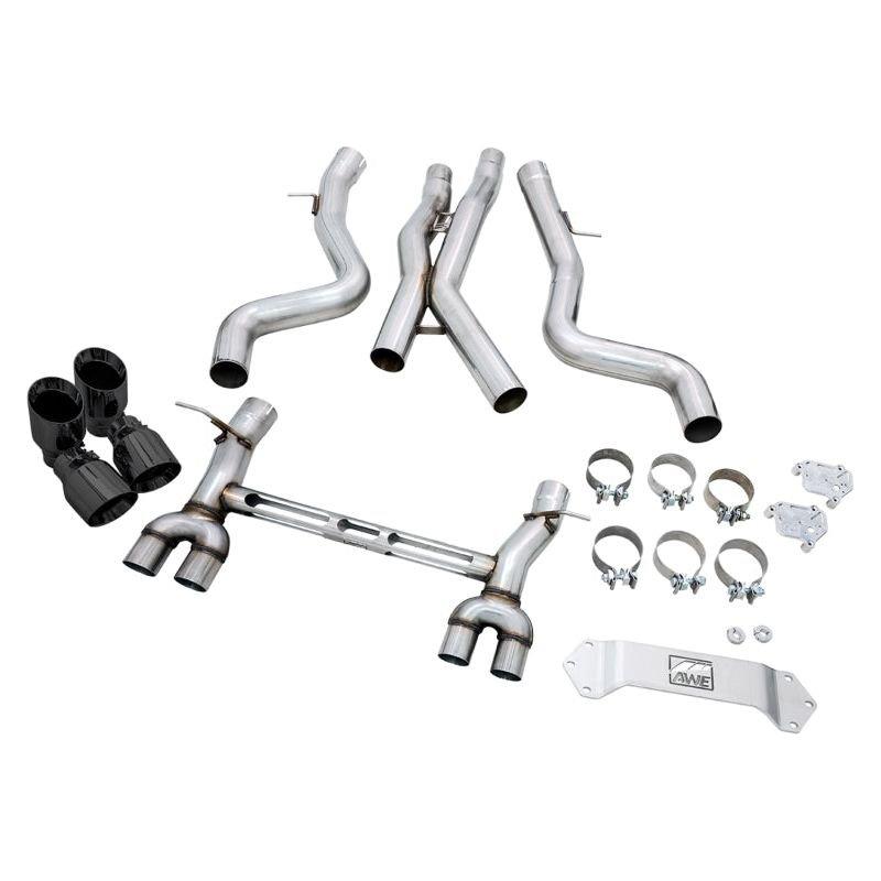 AWE Tuning BMW F8X M3/M4 Track Edition Catback Exhaust - Diamond Black Tips - The Coin Has A Say