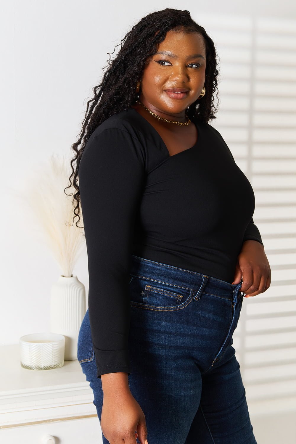 Basic Bae Asymmetrical Neck Long Sleeve Top - The Coin Has A Say