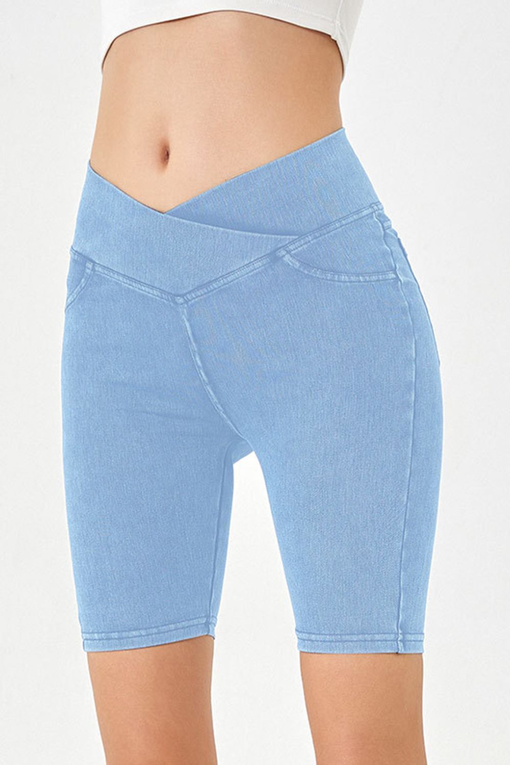 Basic Bae Asymmetrical Waist Denim Shorts with Pockets - The Coin Has A Say