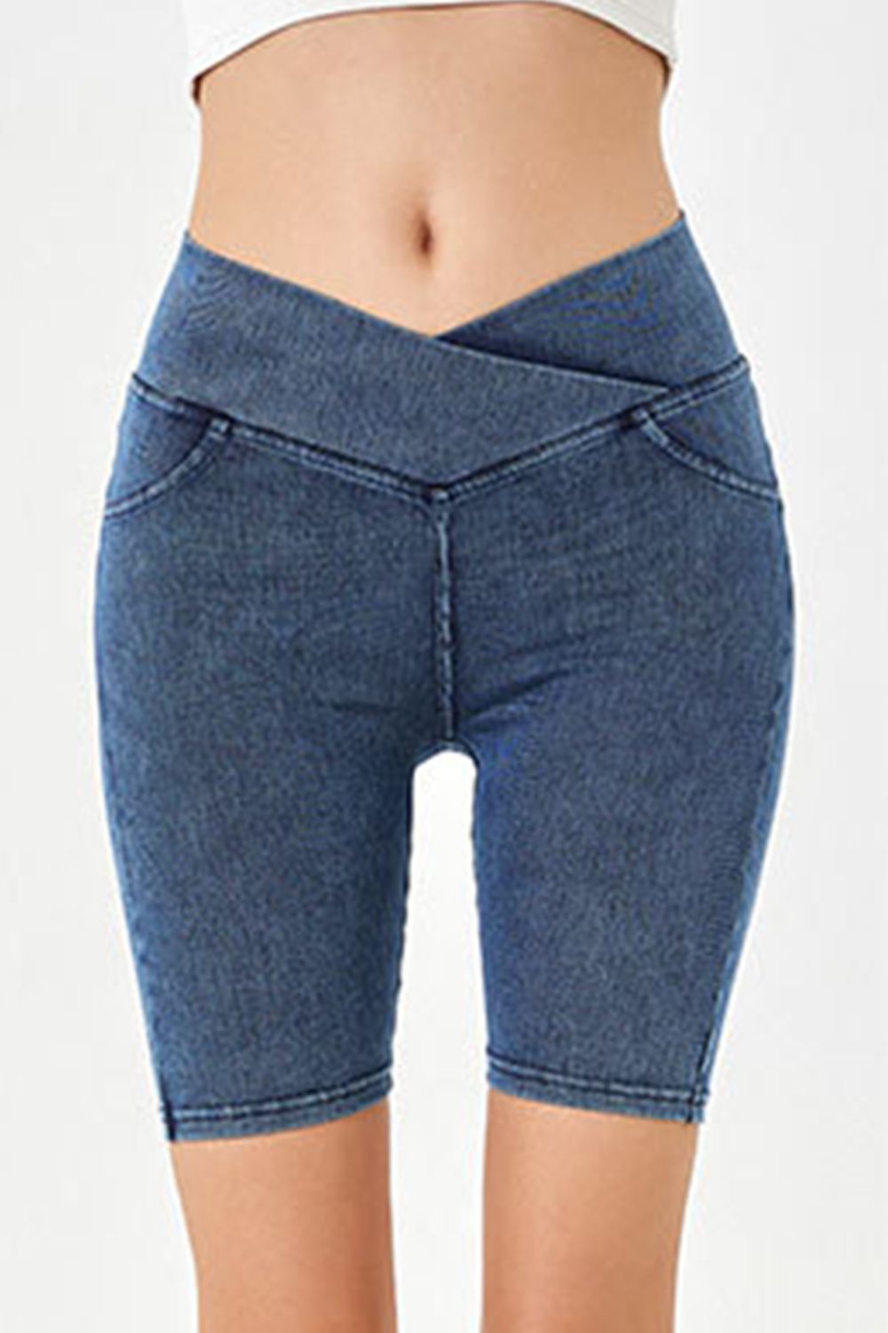 Basic Bae Asymmetrical Waist Denim Shorts with Pockets - The Coin Has A Say