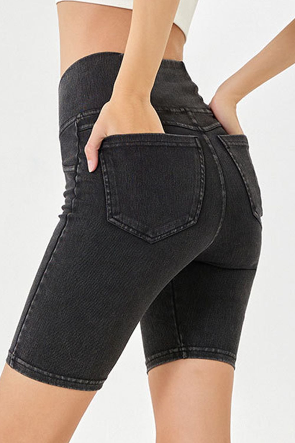 Basic Bae Asymmetrical Waist Denim Shorts with Pockets - The Coin Has A Say