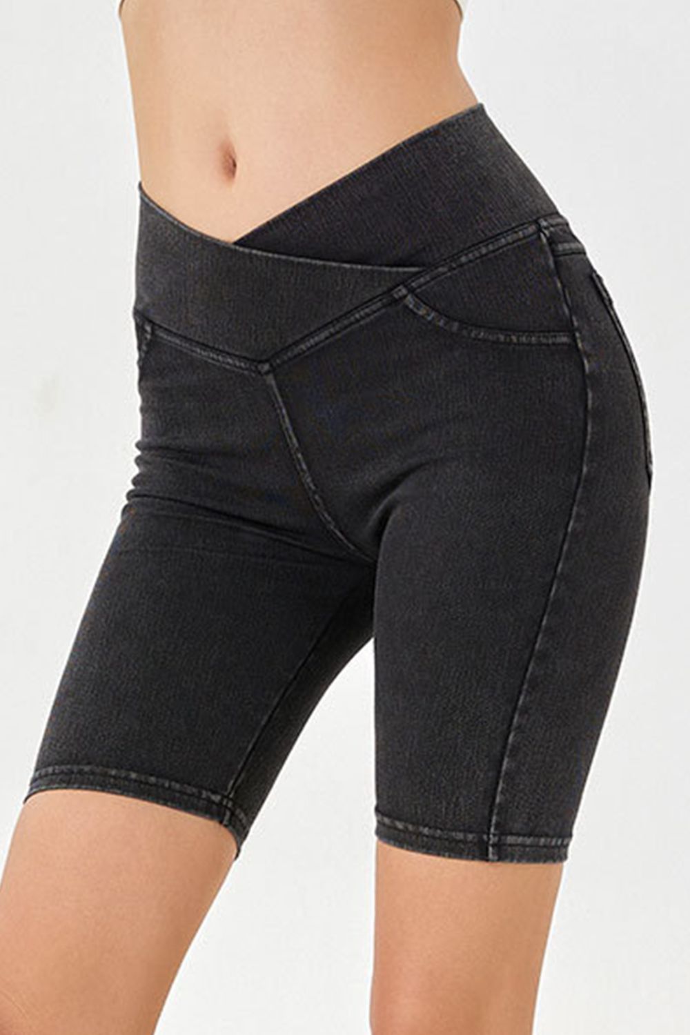 Basic Bae Asymmetrical Waist Denim Shorts with Pockets - The Coin Has A Say