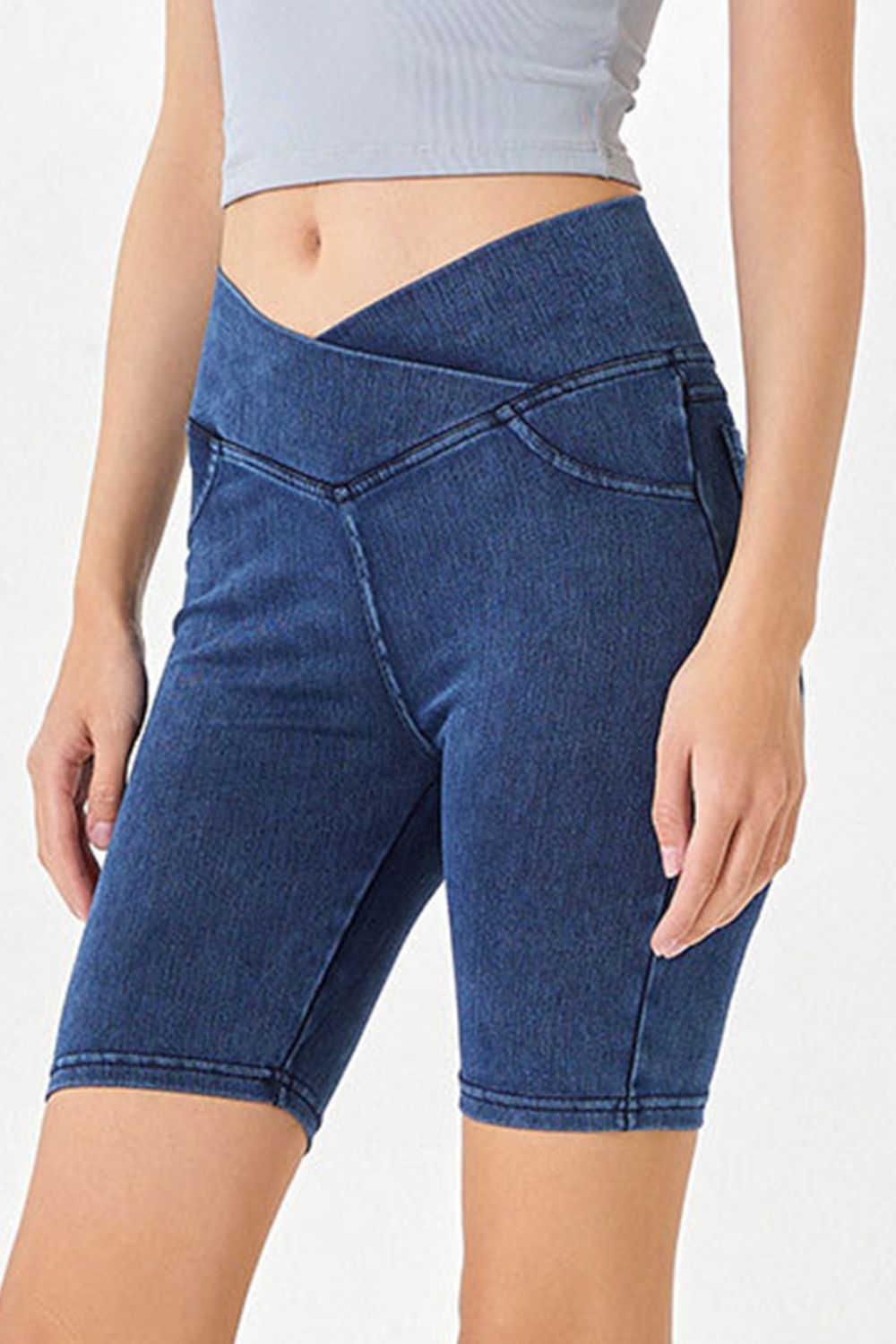Basic Bae Asymmetrical Waist Denim Shorts with Pockets - The Coin Has A Say