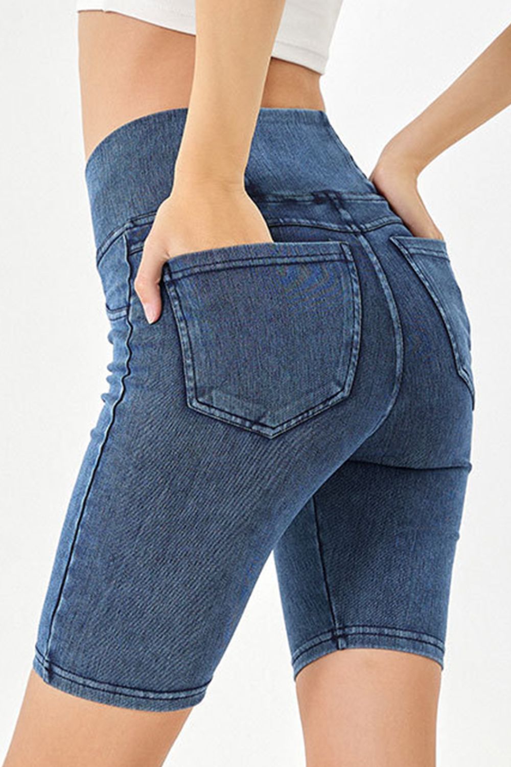 Basic Bae Asymmetrical Waist Denim Shorts with Pockets - The Coin Has A Say