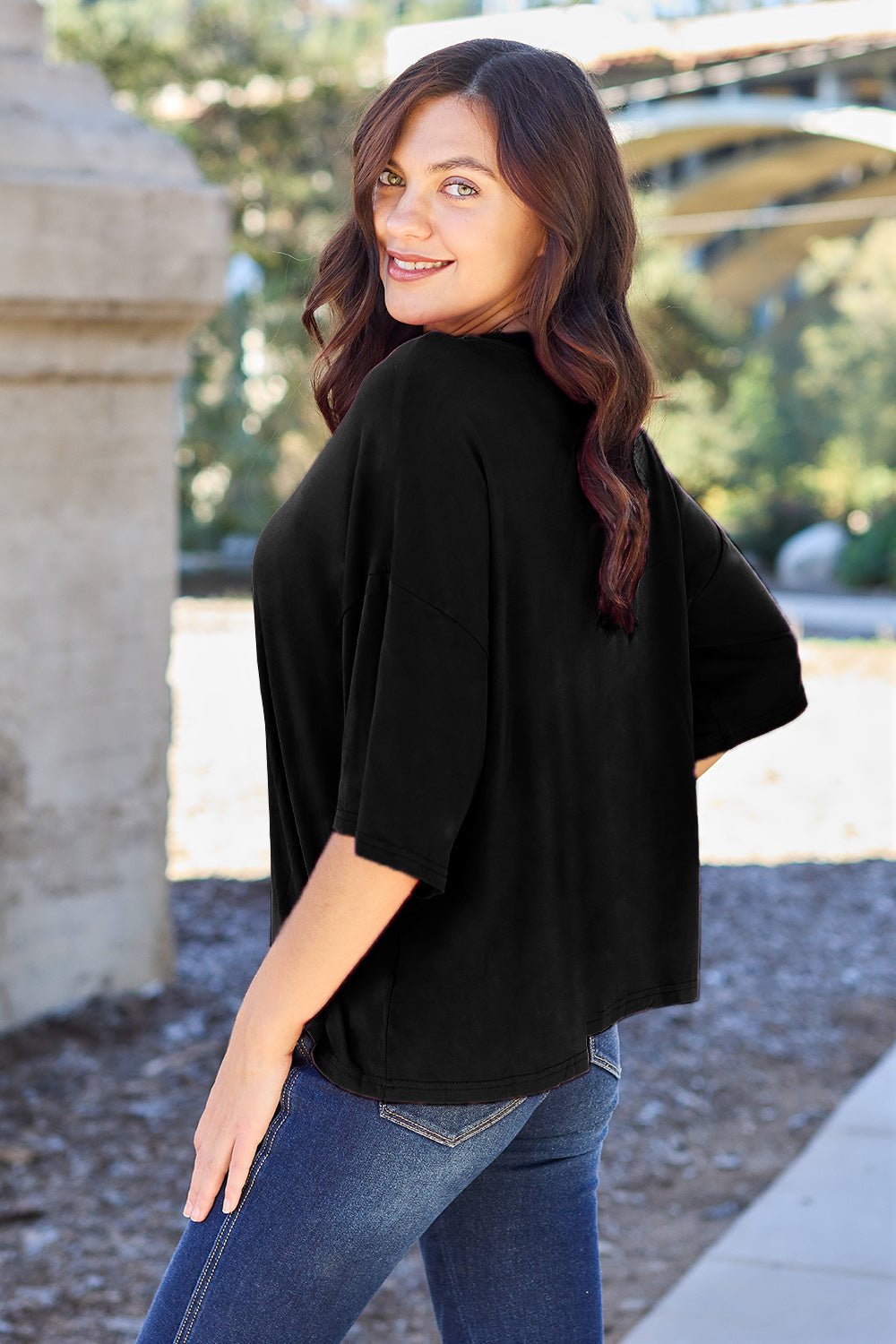 Basic Bae Bamboo Full Size Round Neck Drop Shoulder T-Shirt - The Coin Has A Say